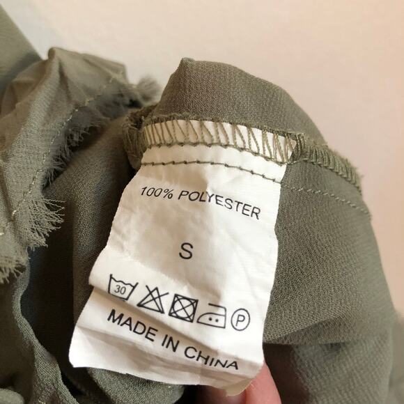 Ariella sheer green sleeveless tunic top ruffled lightweight asymetrical Size S - Picture 4 of 4